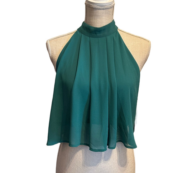 Forever 21 Green Flowy Halter Blouse Size M NWT - Picture 2 of 3